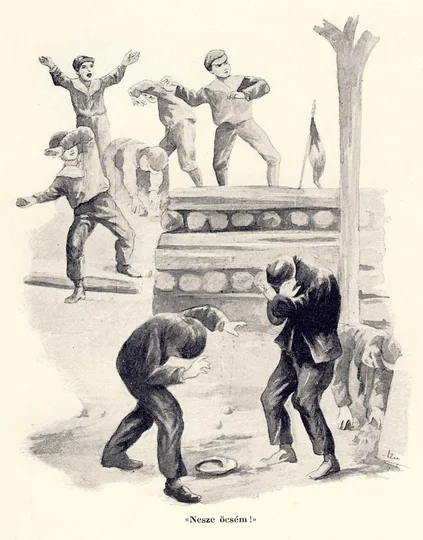Ilustracja z pierwszego wydania powieści Ferenca Molnára.